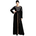 Umbrella abaya with embroidery work - Black-Khaki Umbrella abaya with embroidery work - Black-Khaki